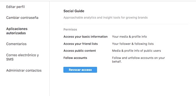 revocar acceso a aplicaciones en instagram